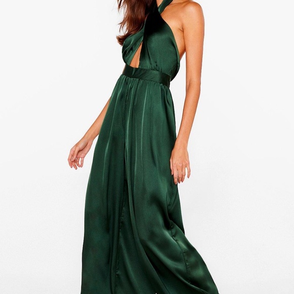 Recycled Satin Halter Jumpsuit - Picture 4 of 6